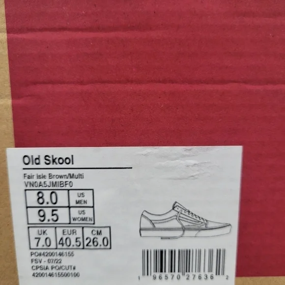 New Vans Fair Isle Old Skool  Sneakers Womens Size 9.5 Men's 8 - Picture 4 of 7